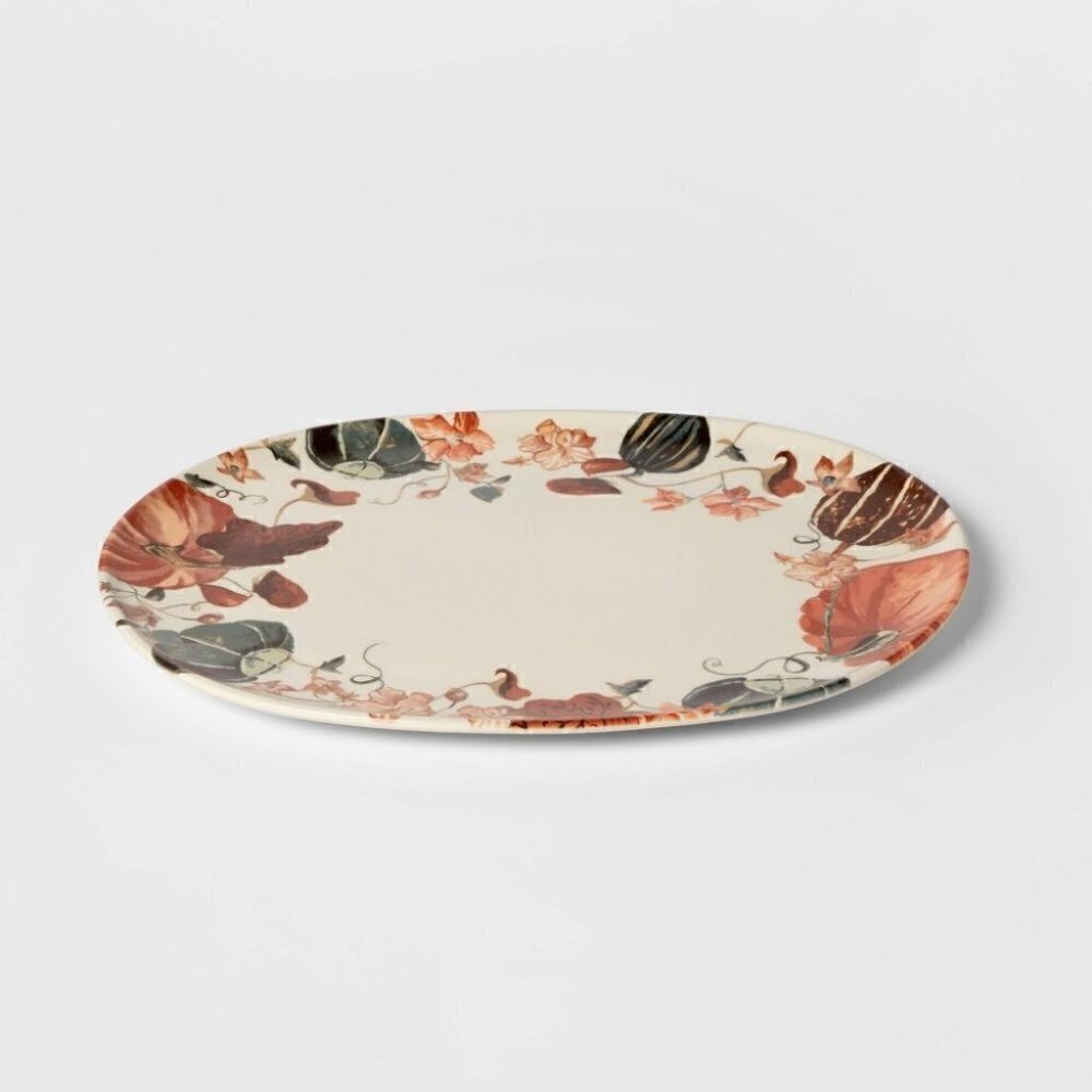 2 pk- 18" X 14" Stoneware Pumpkin Serving Platter